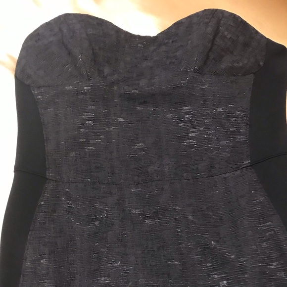 BEBE Black Strapless Mini Dress Two Tone Design w/ Texture Front-Back  Solid Blk - Picture 5 of 7